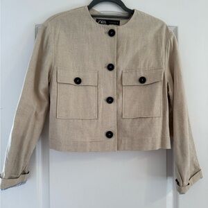 Zara Tan Button-Up Women's Blazer